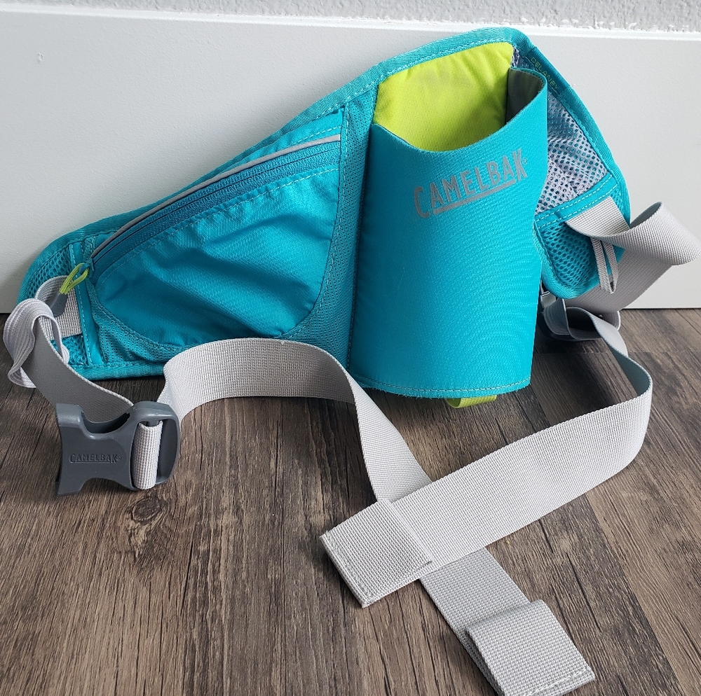 Camelbak Waistpack And Waterbottle Holdwr Teal And Lime Green